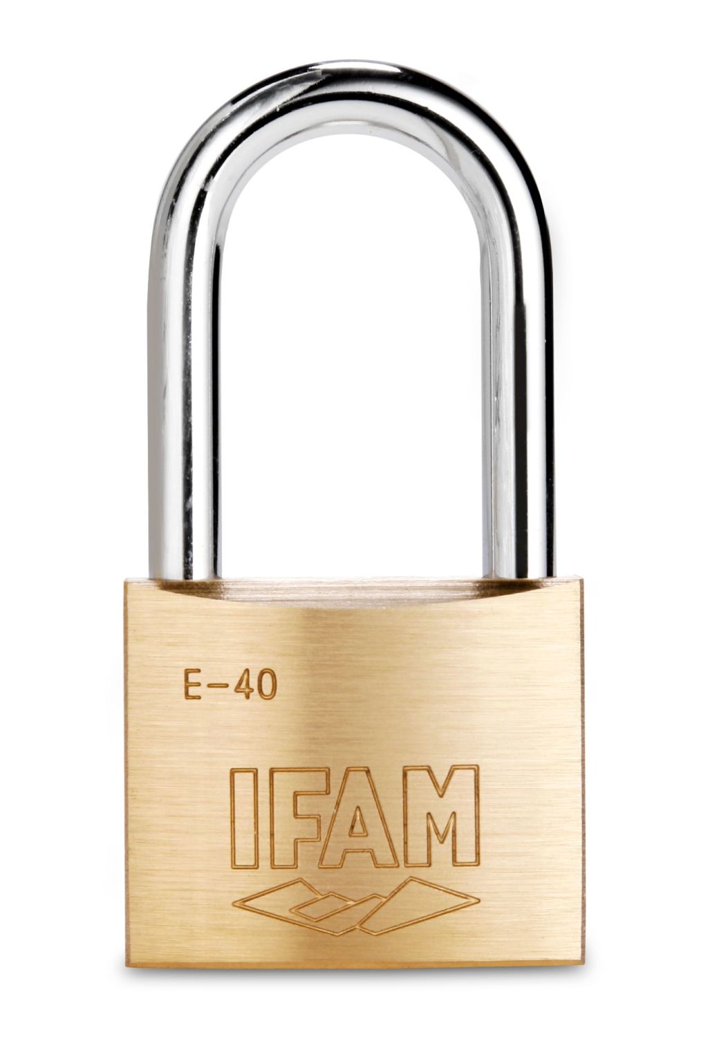IFAM E50 LARGER SIZE BRASS PADLOCK. 50mm BODY . LONG STEEL SHACKLE. USE WIT