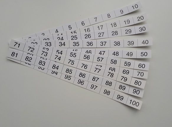 SECURIKEY Key Tab Numbers. 1 - 100 in strips of 10. Use with Securikey  Key Tags.