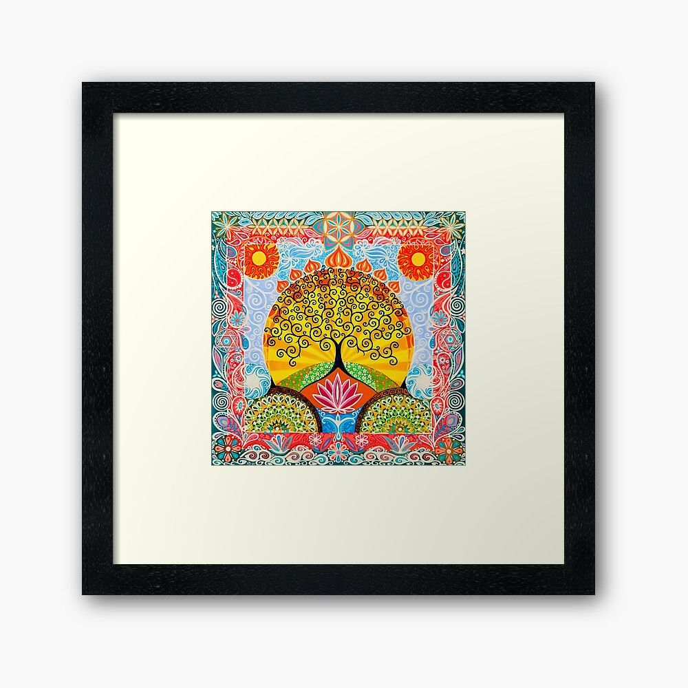 Tree of Life and Lotus Flower framed art print