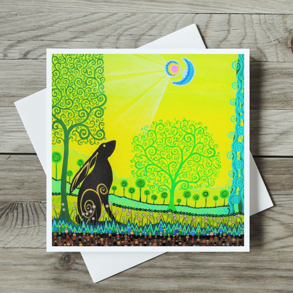 Moon Gazing Hare card