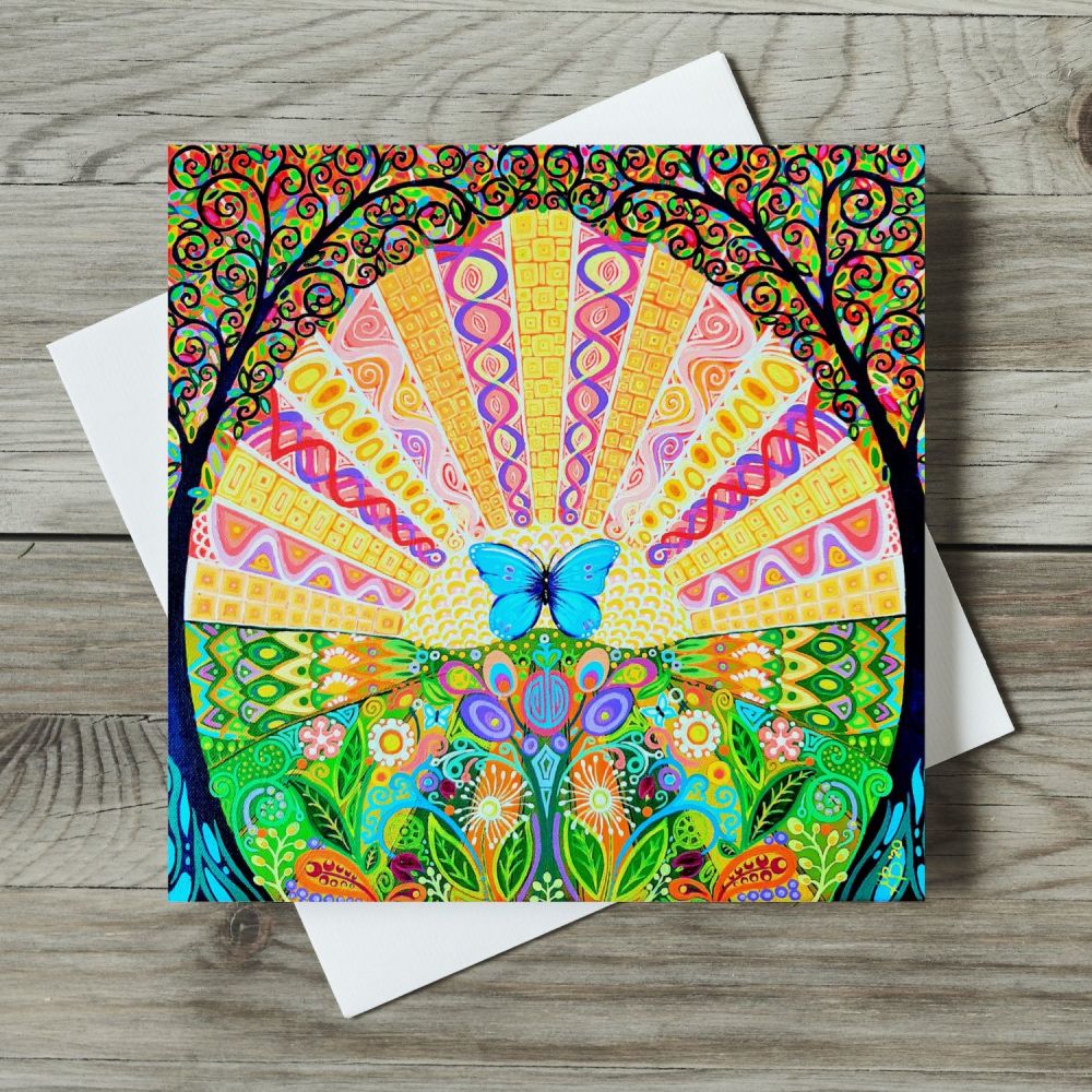 Blue Butterfly Tree of Life card