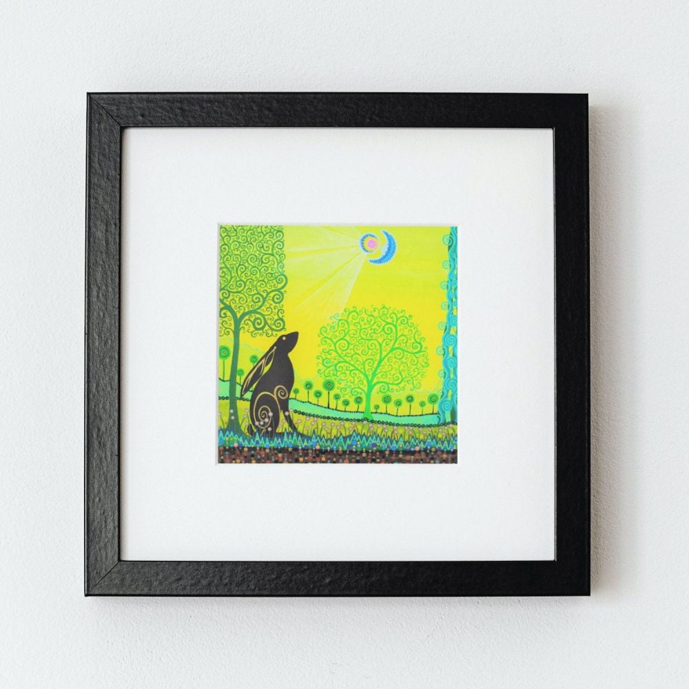 Moon Gazing Hare mini art print