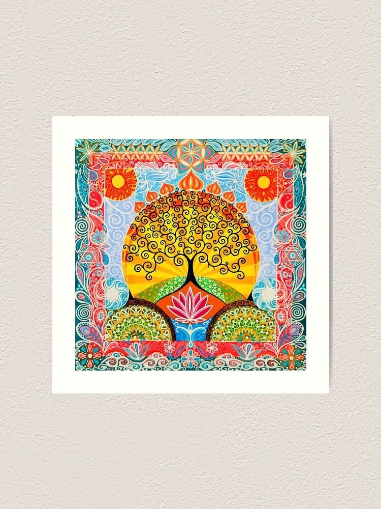 Tree of Life & Lotus Flower art print