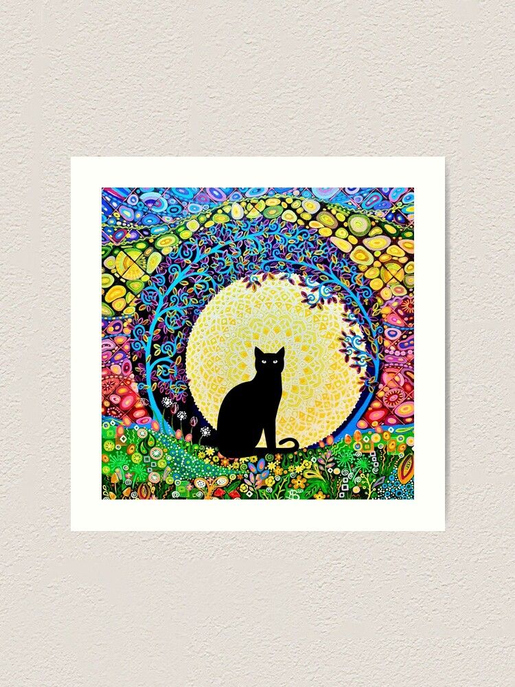 Black Cat & Full Moon art print
