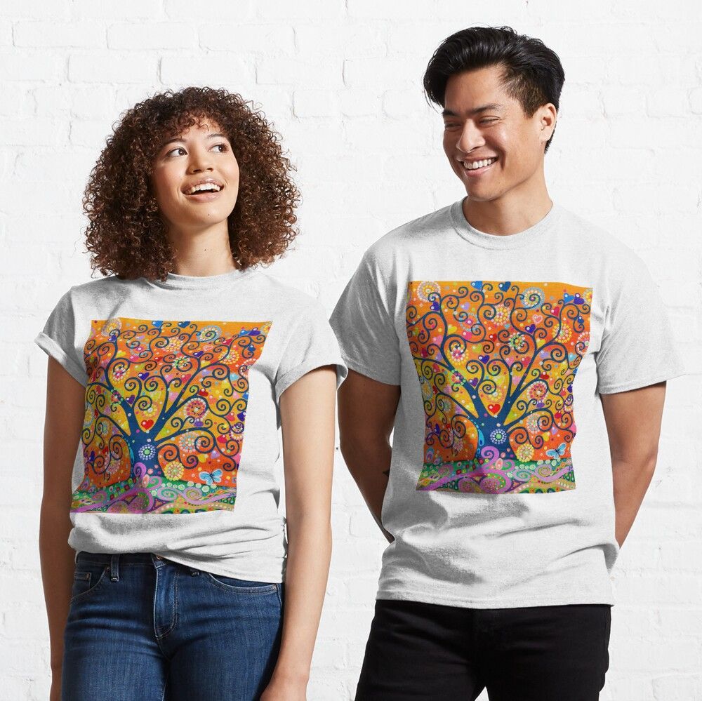 Tree of Life Hearts & Orange Sky t-shirt