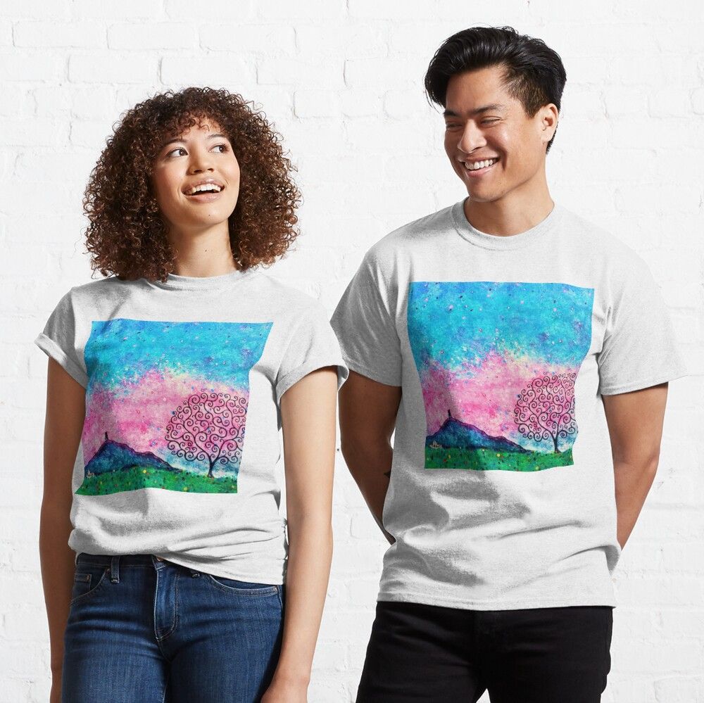 Glastonbury Tor, Pink Sky and Tree of Life t-shirt