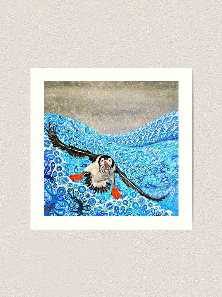 Puffin & Stormy Sea art print