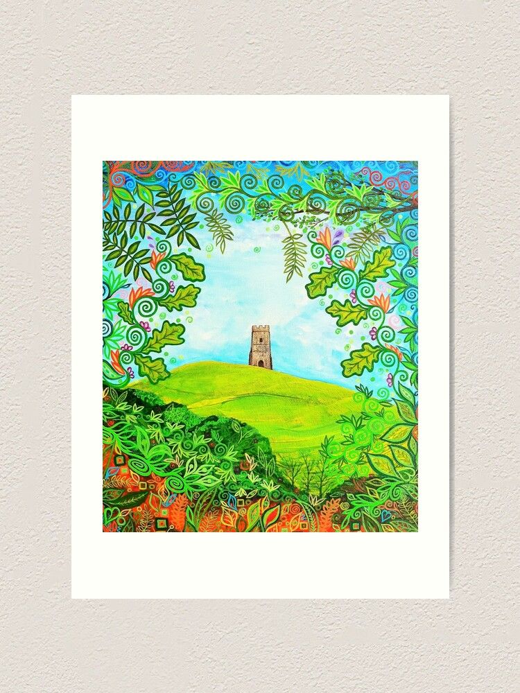 Glastonbury Tor & Oak Leaves art print