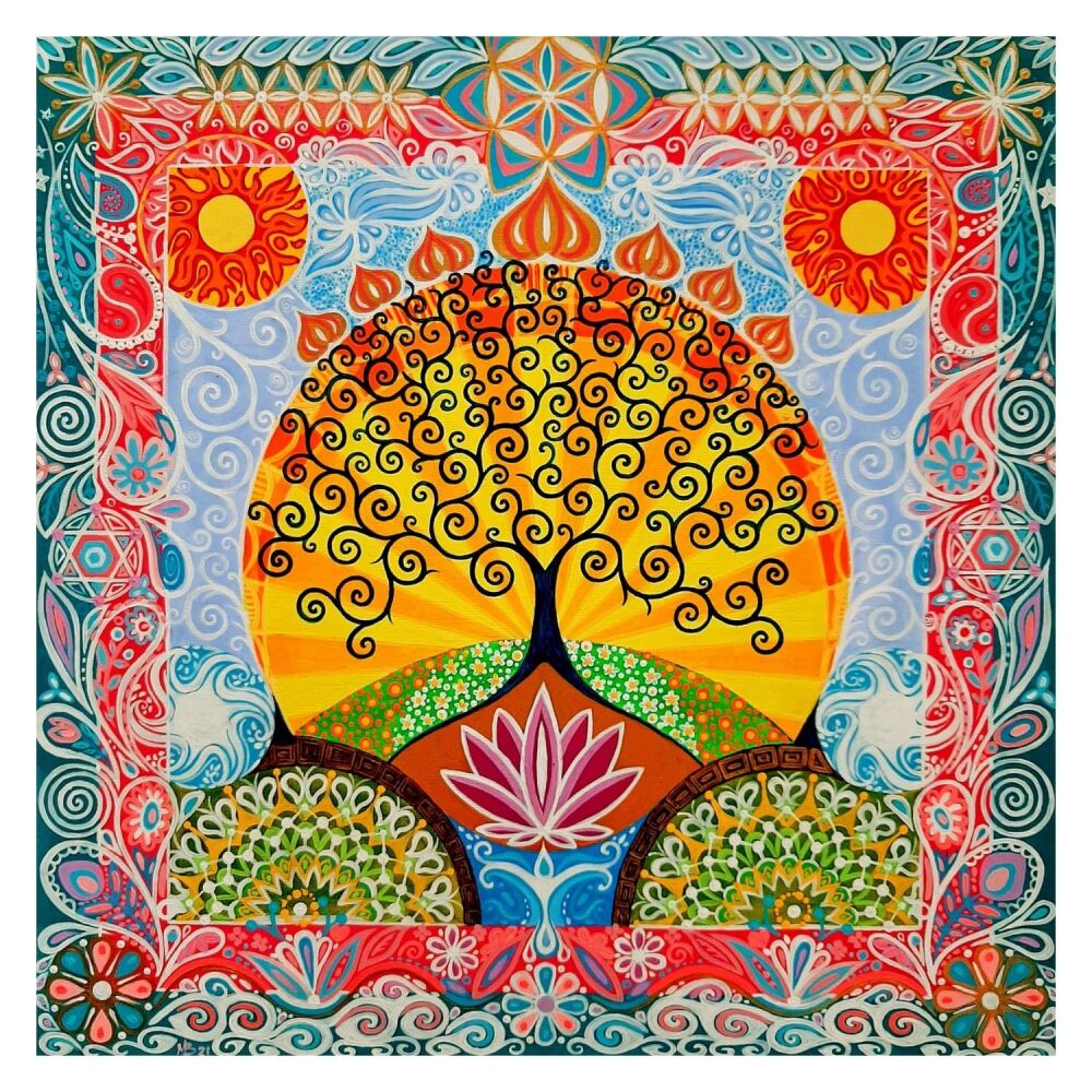 Lotus Flower & Tree of Life mini print
