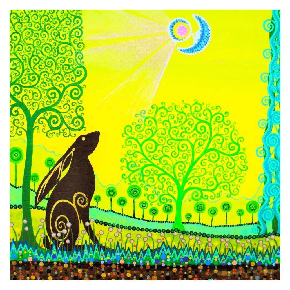 Moon Gazing Hare mini art print
