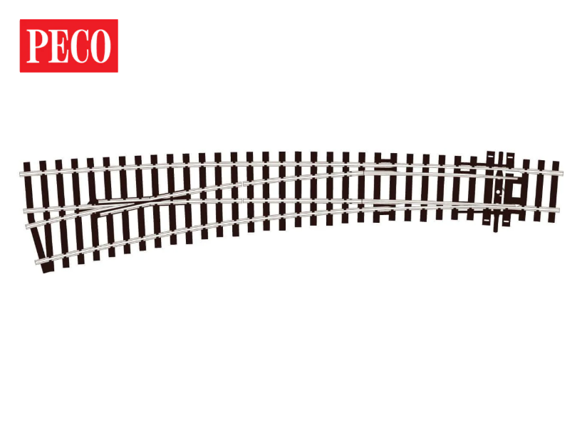 OO Curved Turnout, Large radius, Left hand SLE87 Code 100 Electrofrog