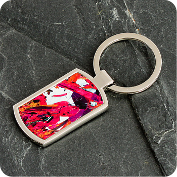 Piemontite from St Marcel, Italy rock thin section Keyring (K44)