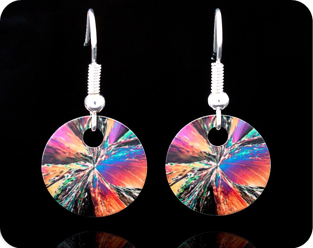 <!-- 00022 -->SCIENCE EARRINGS - CITRIC ACID CRYSTALS BY POLARISED LIGHT MI