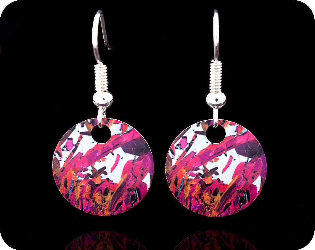 <!-- 00052 -->Piemontite from St Marcel, Italy rock thin section Earrings (