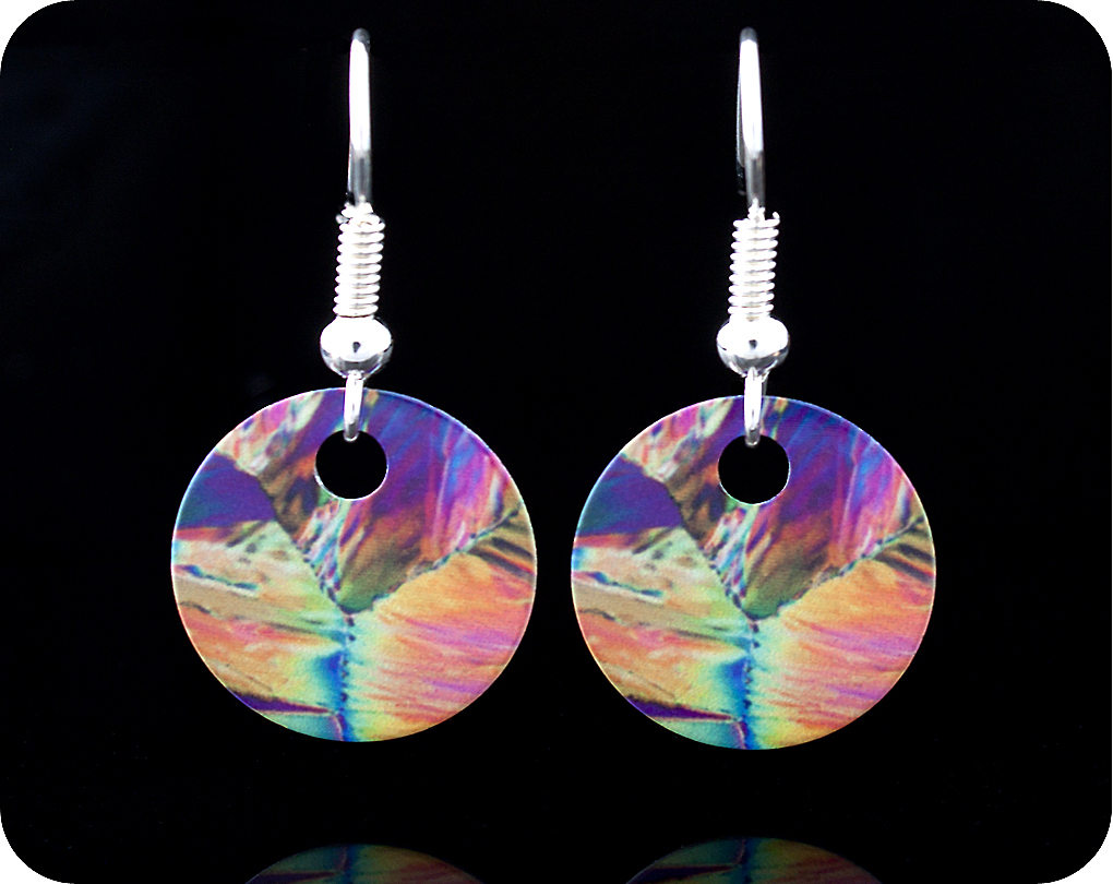 <!-- 00092 -->Chemistry earrings - citric acid crystals be polarised light 