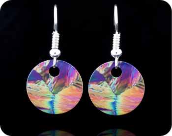 Chemistry earrings - citric acid crystals by polarised light microscopy (ER12)