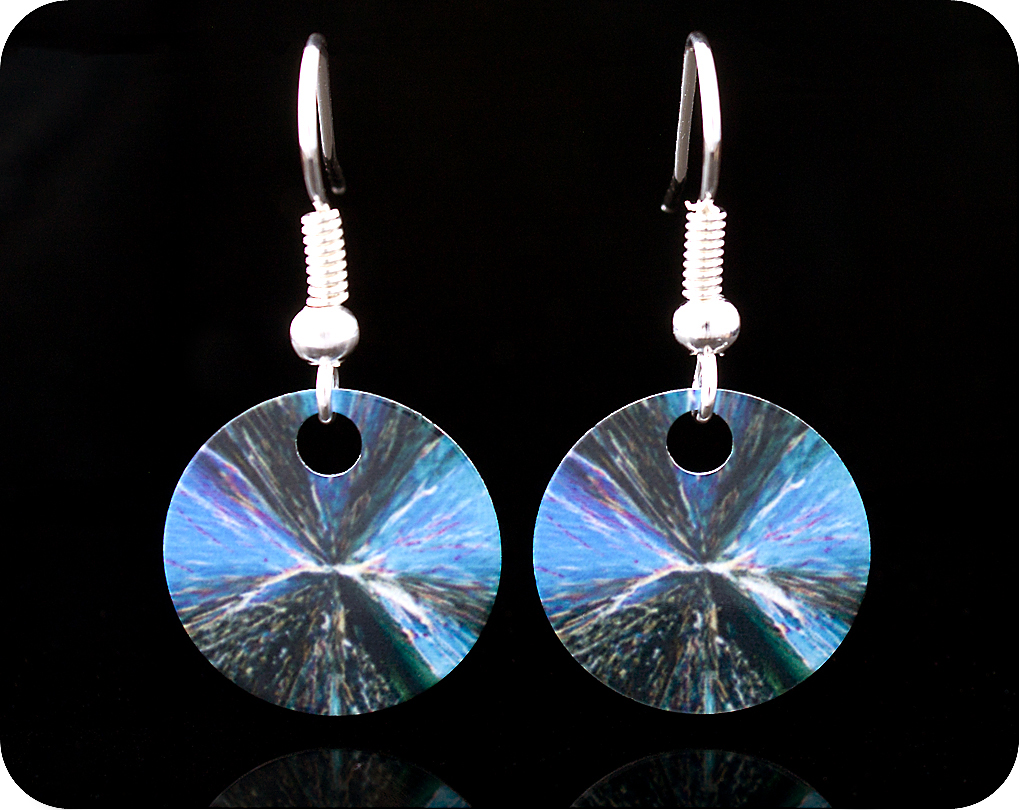 SCIENCE EARRINGS - CHEMICAL CRYSTALS (CITRIC ACID) BY POLARISED LIGHT MICROSCOPY (ER5)