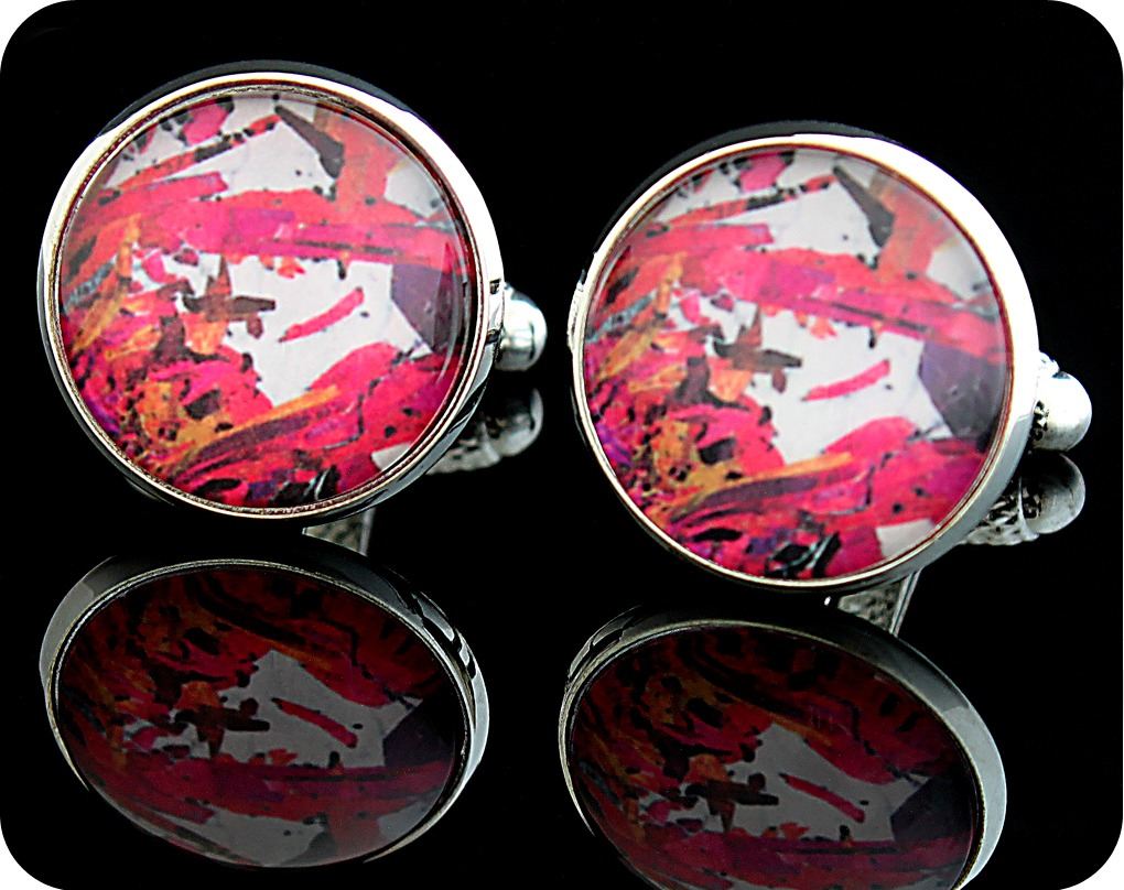 <!-- 00071 -->Piemontite from St Marcel, Italy rock thin section Cufflinks 
