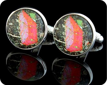 Pyroxene from Vesuvius, Italy rock thin section Cufflinks (CL48)