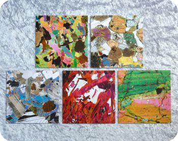 Five rock thin section images geology cards (C-Geo)