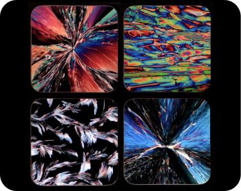 Four chemistry coasters - chemical crystals by polarised light microscopy (Co-Chem4)