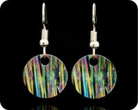 <!-- 00022 -->CAFFEINE EARRINGS - CAFFEINE CRYSTALS BY POLARISED LIGHT MICROSCOPY (ER34)