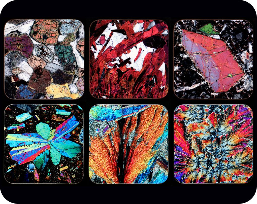 <!-- 00002 --> 6 Different European Geology Rock Thin Section Coasters - gr