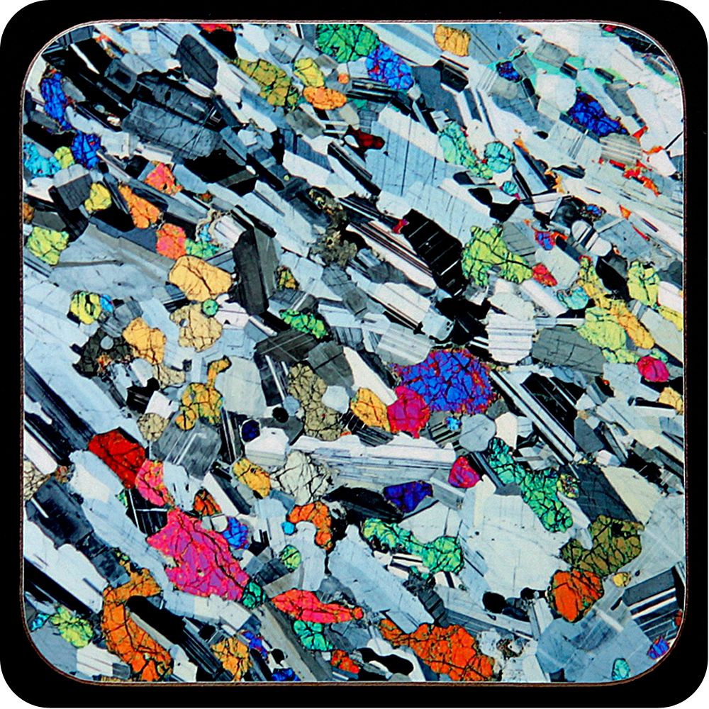 <!-- 0045 -->Eucrite from Ardnamurchan, Scotland rock thin section Coaster 