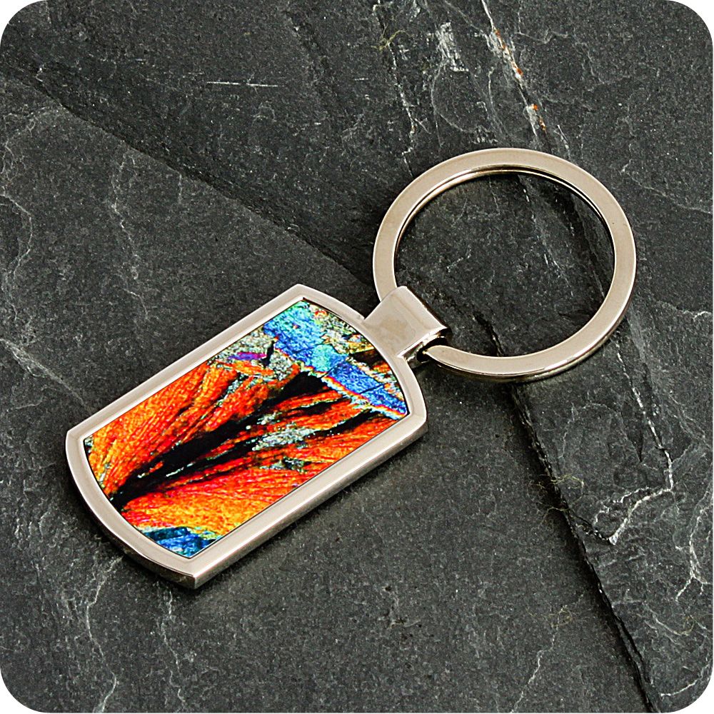 <!-- 00094 -->Barytes from Strontian, Scotland rock thin section Keyring (K