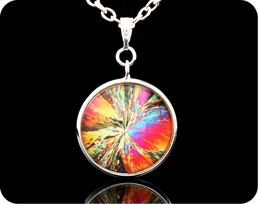 SCIENCE PENDANT - CITRIC ACID CRYSTALS BY POLARISED LIGHT MICROSCOPY (P4)