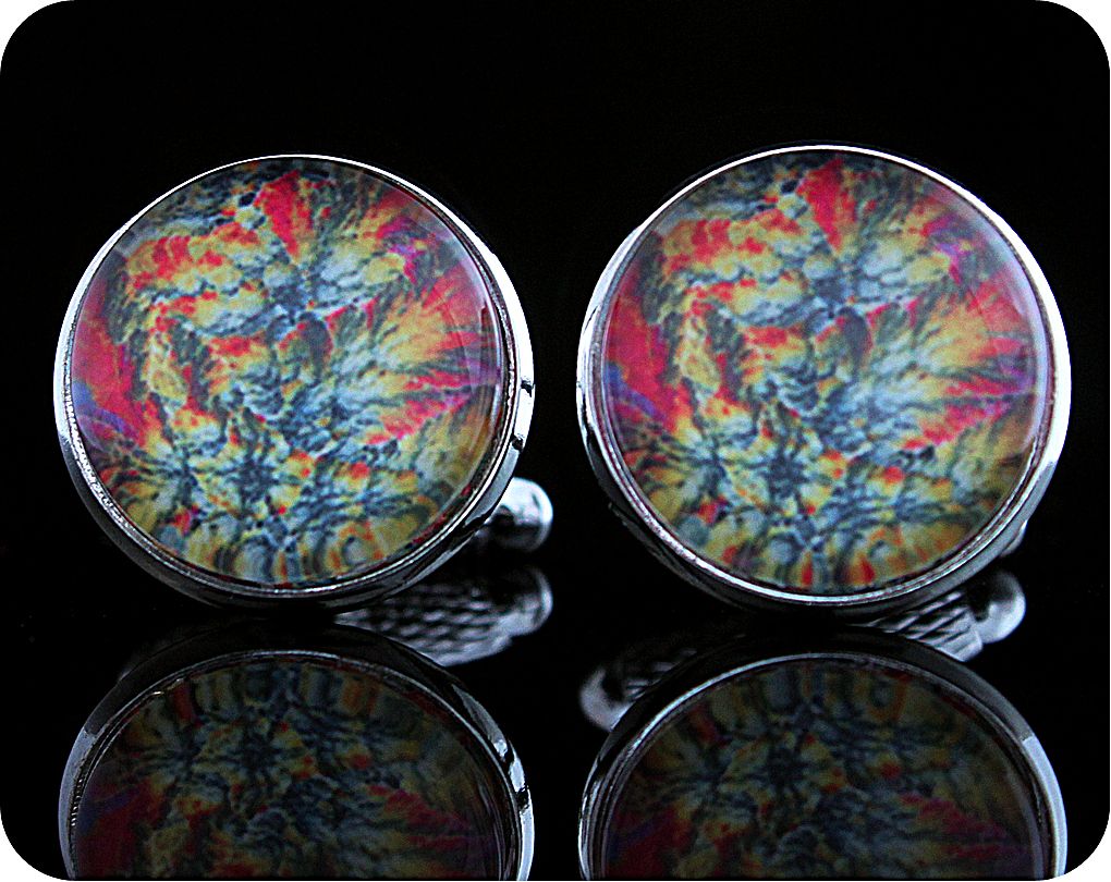 <!-- 00181 -->Barytes from Castleton, England rock thin section Cufflinks (
