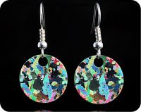 <!-- 00072 -->Hornblendite from Avernish, Scotland (Lewisian Gneiss) rock thin section Earrings (ER41)
