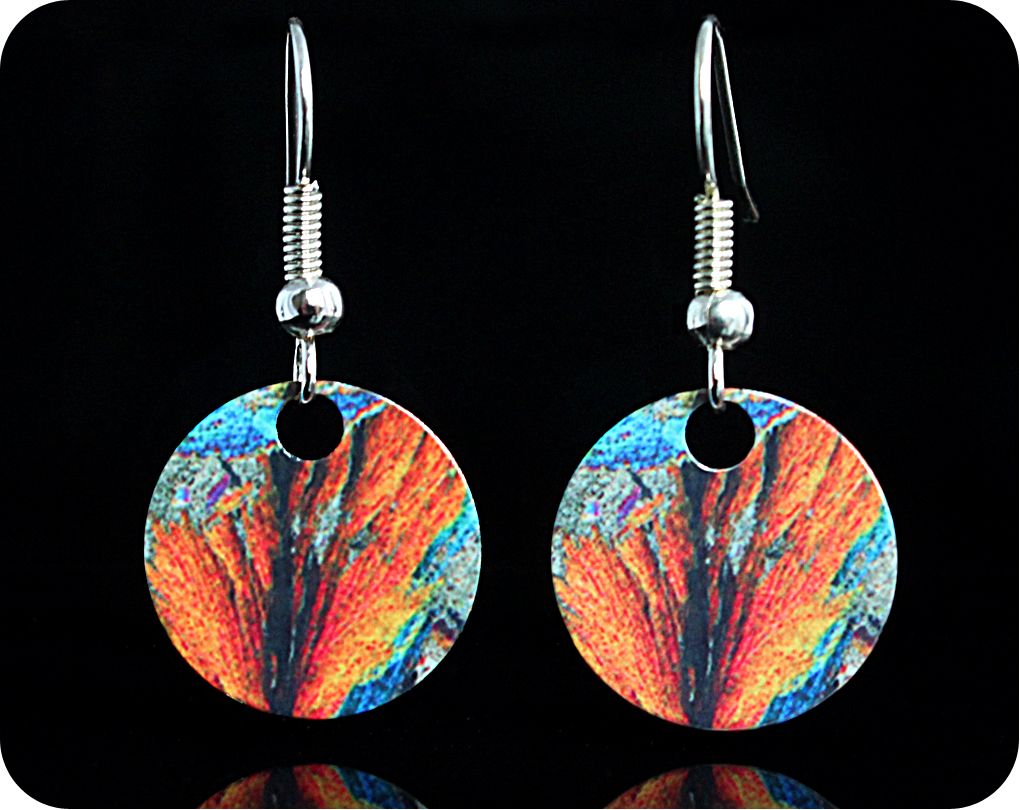 <!-- 00092 -->Geology earrings - Barytes from Strontian, Scotland rock thin