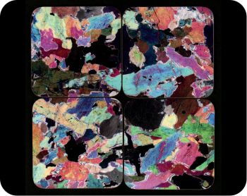 Lewisian Gneiss rock thin section microscope photo set of four geology coasters