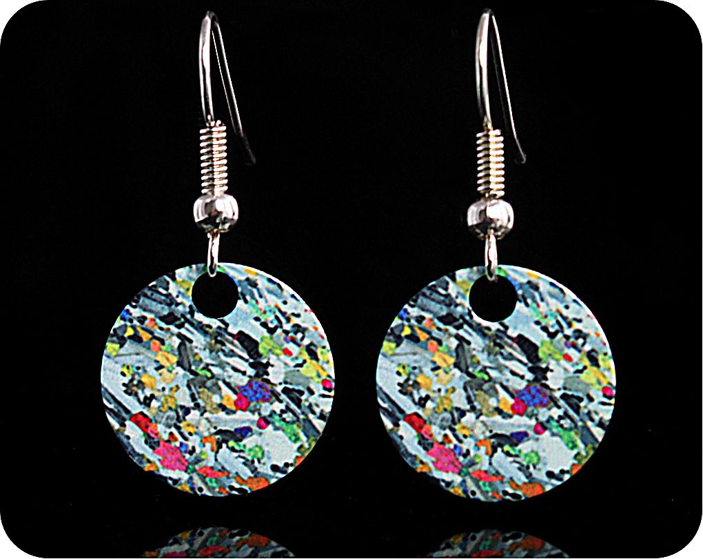 <!-- 00062 -->Geology earrings - Eucrite from Ardnamurchan, Scotland rock t