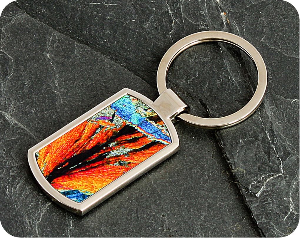 <!-- 00001 -->Barytes from Strontian, Scotland rock thin section Keyring (K