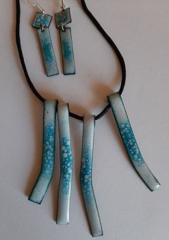 Grey and Teal Speckle Necklace and Earing Set 
