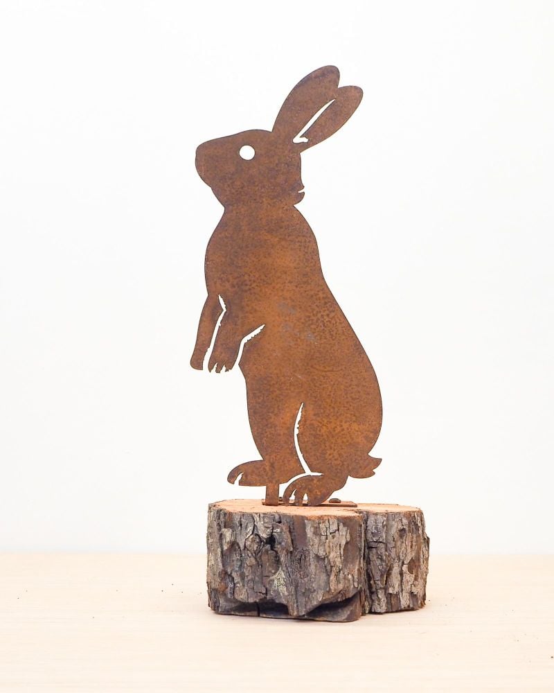 Rusty Rabbit Garden Ornament / Fence Topper