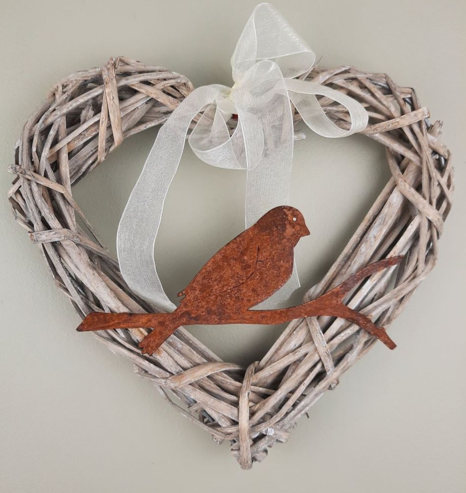 Spring Door Wreath -Heart with Bird 