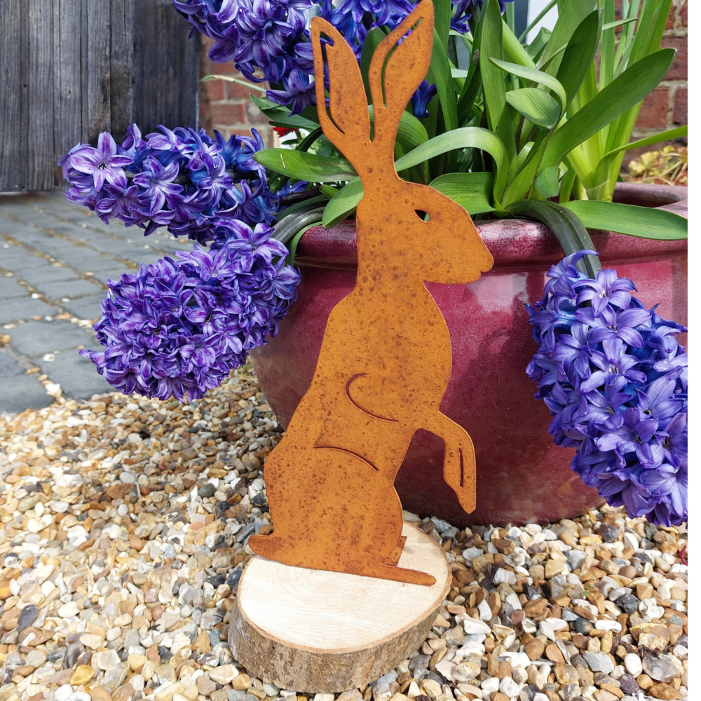 Handcrafted Rusty Hare Home or Garden Ornament