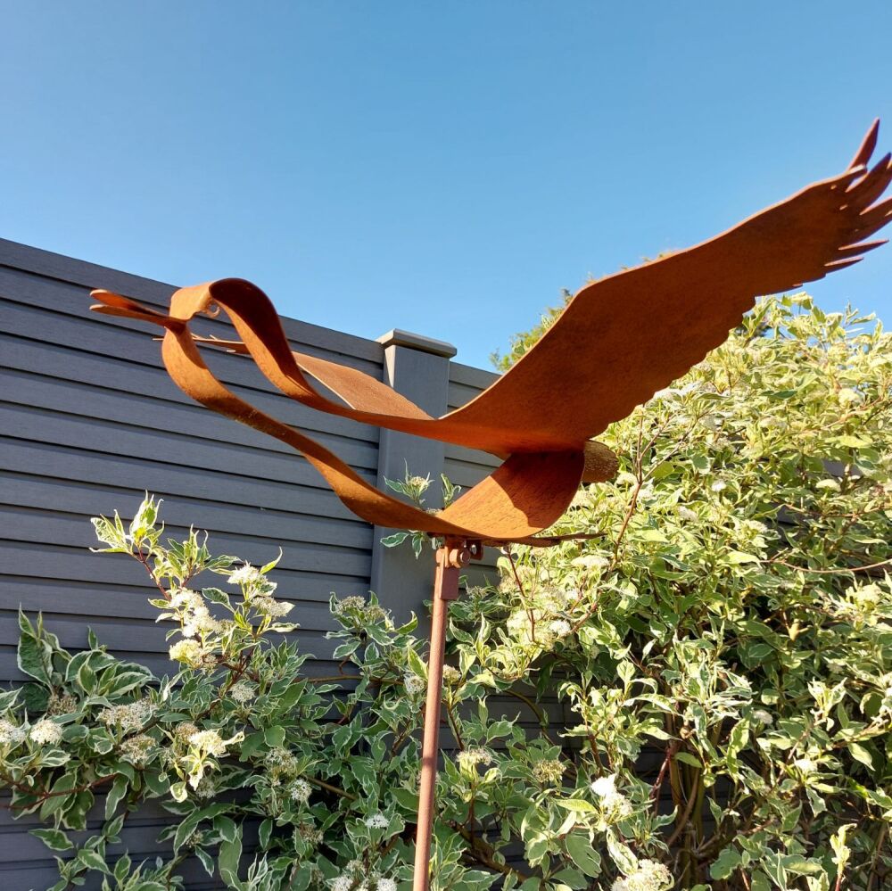 Magnificent Corton Steel Flying Duck Garden Sculpture