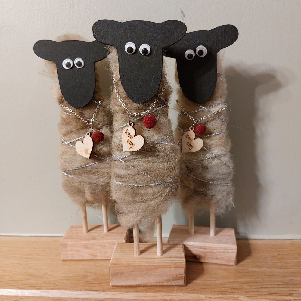 Love Ewe Sheep, Handmade Woolley Sheep Decoration, Cute Romantic Gift