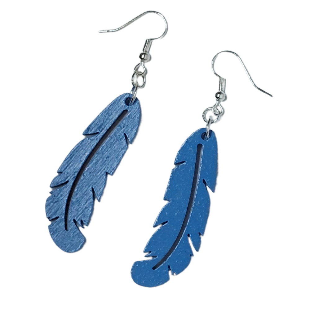 Laser Cut Ply Earring in a Feather Style available in 8 sensational colours