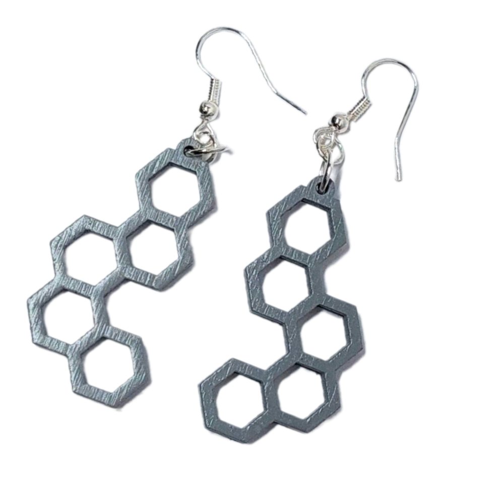 Laser Cut Ply Earring in a Honeycomb Style available in 8 sensational colours