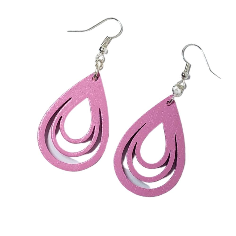 Laser Cut Ply Earring in a Teardrop Style available in 8 sensational colours