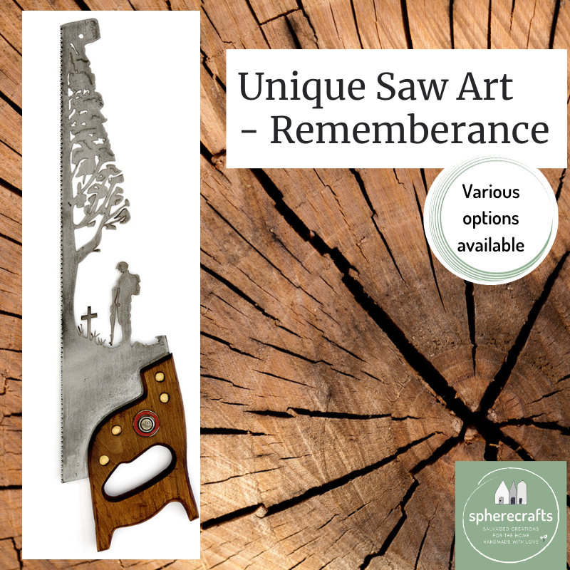 Laser Cut Vintage Saw Wall Art / Sign Home Decor -  Remembrance