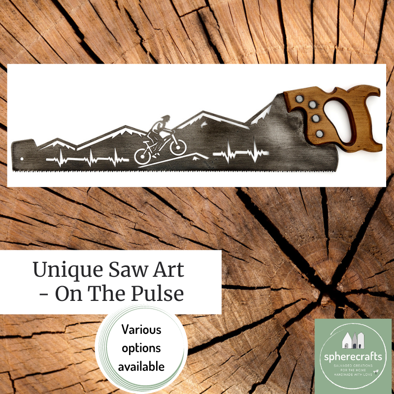 Laser Cut Vintage Saw Wall Art / Sign Home Decor - On the Pulse Cycling Themed Art
