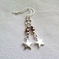Dainty Star Earrings, Bronze