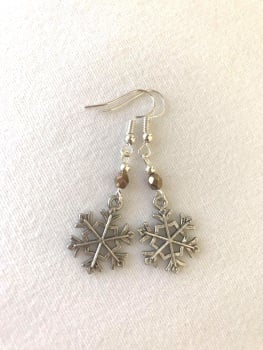 Christmas Earrings - Snowflakes with Bronze Crystals