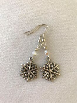 Christmas Earrings - Snowflakes with Iridescent Crystal